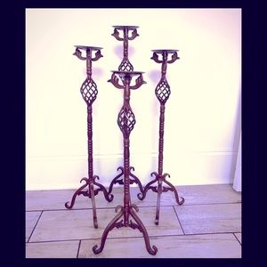 NEW Ornate wrought iron candle sticks w 4” holder